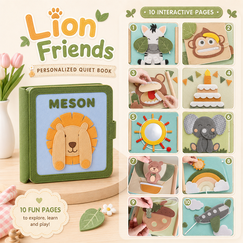 Personalized Kids Quiet Book – Custom Name 10-Page Interactive Activity Book with Multiple Themes