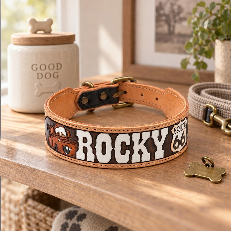 Personalized Vintage Tow Truck Wide Pet Collar
