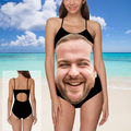 Personalized Funny Face One-Piece Swimsuit – Custom Photo Novelty Swimwear Gift