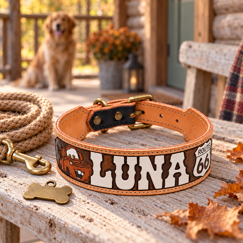 Personalized Vintage Tow Truck Wide Pet Collar