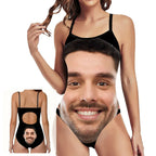 Personalized Funny Face One-Piece Swimsuit – Custom Photo Novelty Swimwear Gift