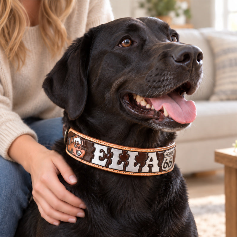 Personalized Vintage Tow Truck Wide Pet Collar