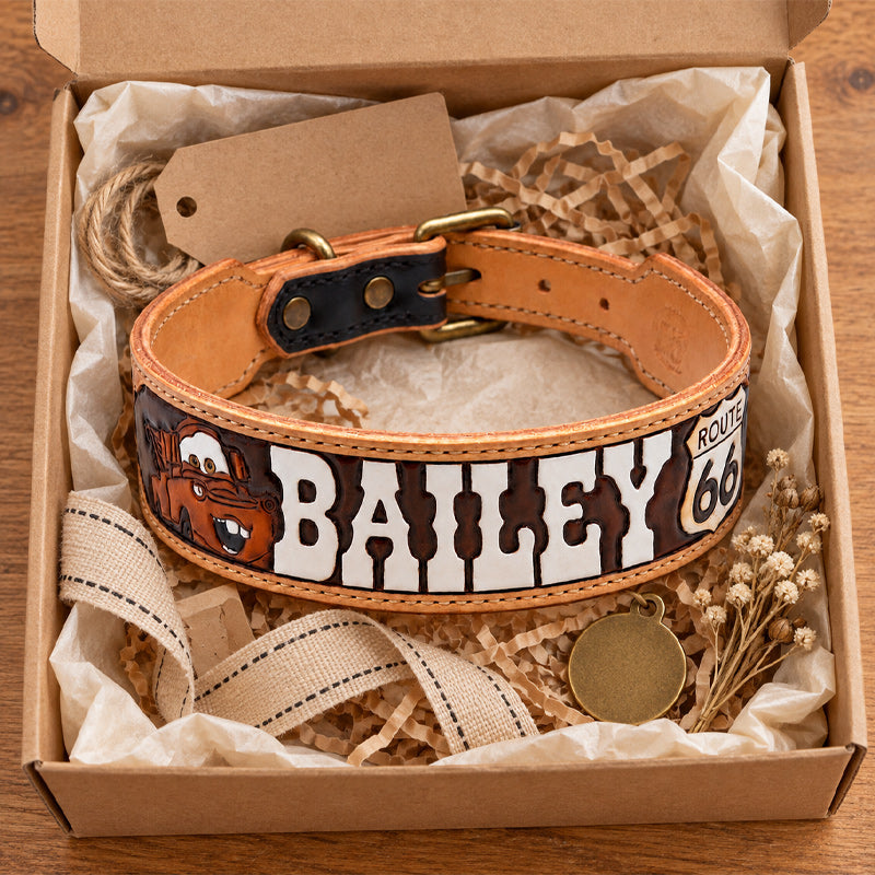 Personalized Vintage Tow Truck Wide Pet Collar