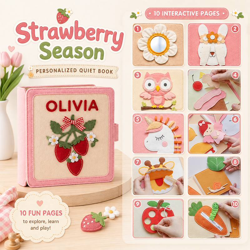 Personalized Kids Quiet Book – Custom Name 10-Page Interactive Activity Book with Multiple Themes