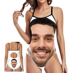 Personalized Funny Face One-Piece Swimsuit – Custom Photo Novelty Swimwear Gift