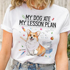 Personalized “My Dog Ate My Lesson Plan” Teacher T-Shirt – Custom Pet Photo Back-to-School Gift