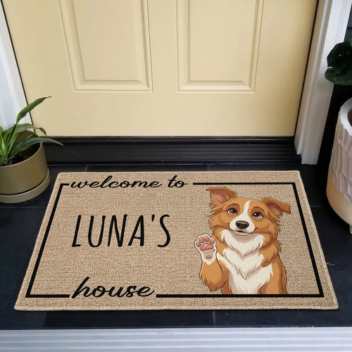 Personalized Pet Cartoon Welcome Doormat – Custom Pet Photo & Name House Mat