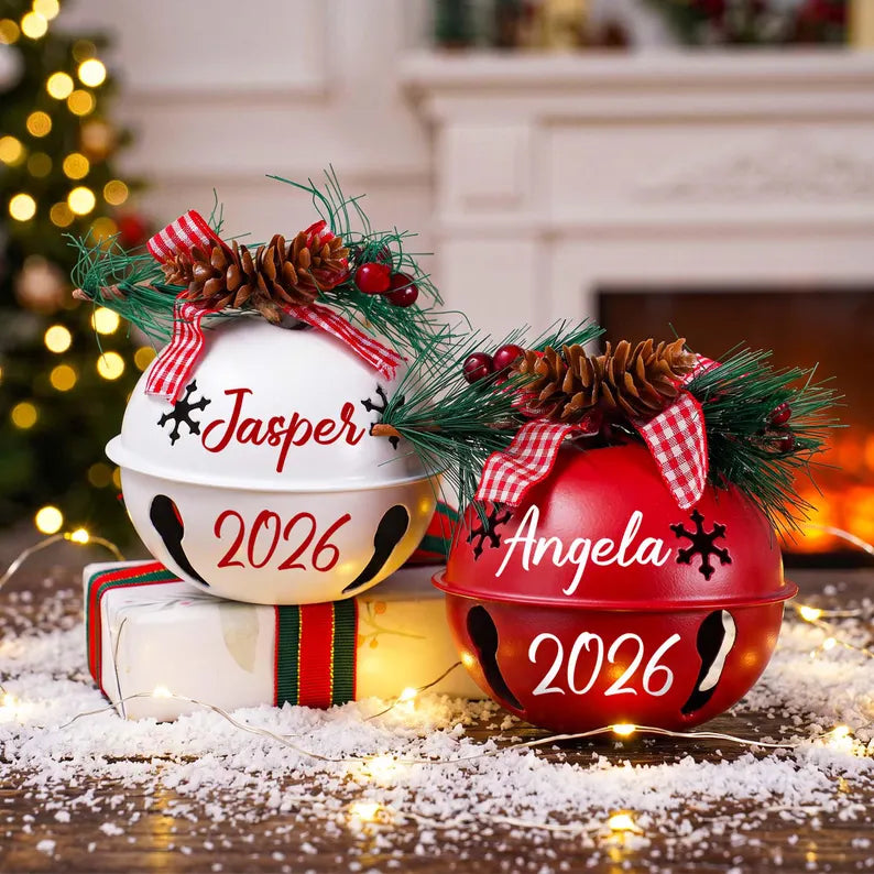 Personalized Christmas Jingle Bell Ornament – Custom Name & Year Holiday Tree Decoration