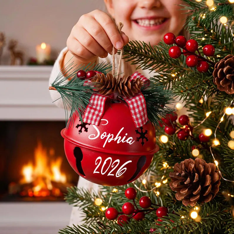 Personalized Christmas Jingle Bell Ornament – Custom Name & Year Holiday Tree Decoration