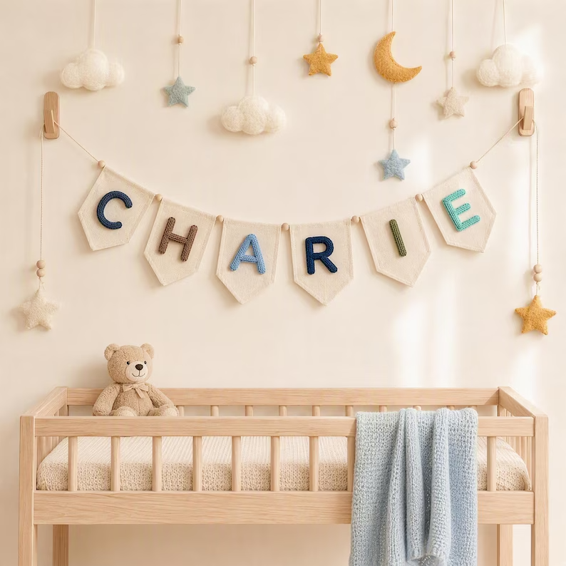 Personalized Name Pennant Banner for Nursery & Kids Room Decor